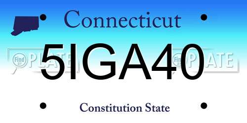 5IGA40 Connecticut License Plate