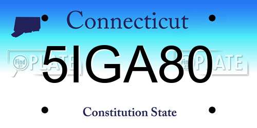 5IGA80 Connecticut License Plate