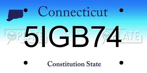 5IGB74 Connecticut License Plate