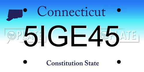 5IGE45 Connecticut License Plate