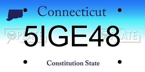 5IGE48 Connecticut License Plate