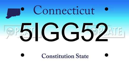 5IGG52 Connecticut License Plate