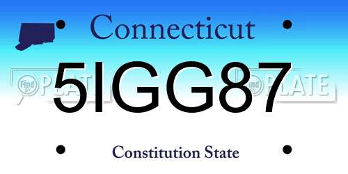 5IGG87 Connecticut License Plate