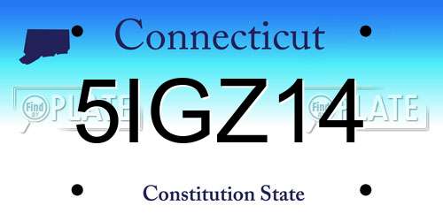 5IGZ14 Connecticut License Plate