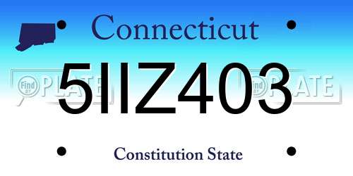 5IIZ403 Connecticut License Plate