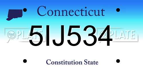 5IJ534 Connecticut License Plate