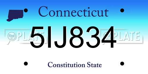 5IJ834 Connecticut License Plate