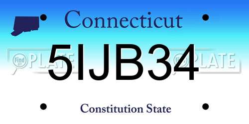 5IJB34 Connecticut License Plate