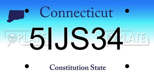5IJS34 Connecticut License Plate