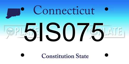 5IS075 Connecticut License Plate