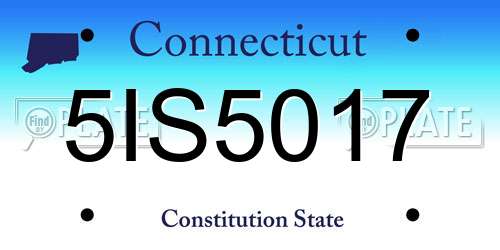 5IS5017 Connecticut License Plate