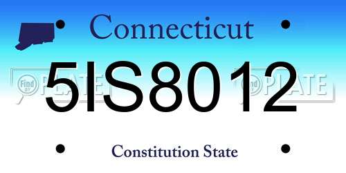 5IS8012 Connecticut License Plate