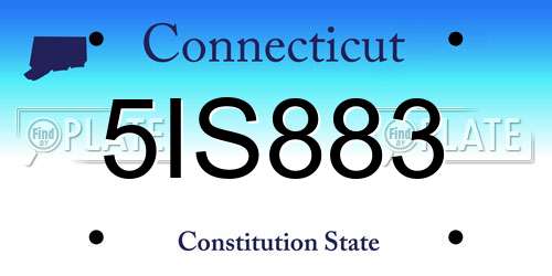 5IS883 Connecticut License Plate