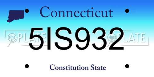 5IS932 Connecticut License Plate