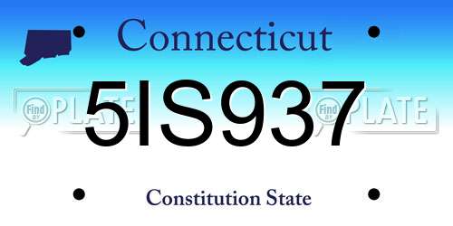 5IS937 Connecticut License Plate