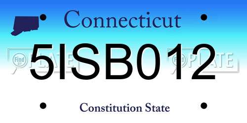 5ISB012 Connecticut License Plate