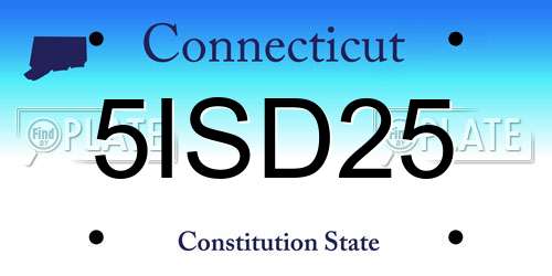 5ISD25 Connecticut License Plate