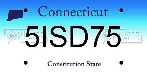5ISD75 Connecticut License Plate