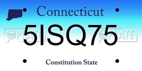 5ISQ75 Connecticut License Plate