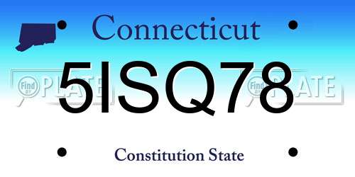 5ISQ78 Connecticut License Plate