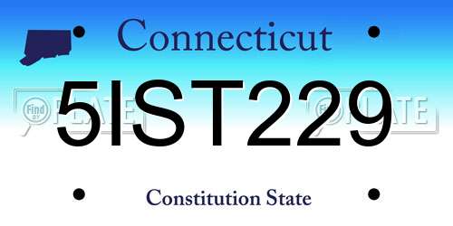 5IST229 Connecticut License Plate