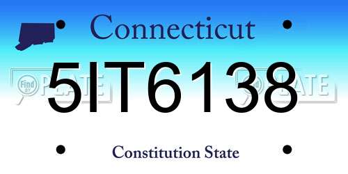 5IT6138 Connecticut License Plate