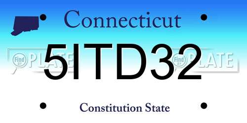 5ITD32 Connecticut License Plate