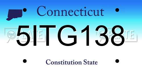5ITG138 Connecticut License Plate
