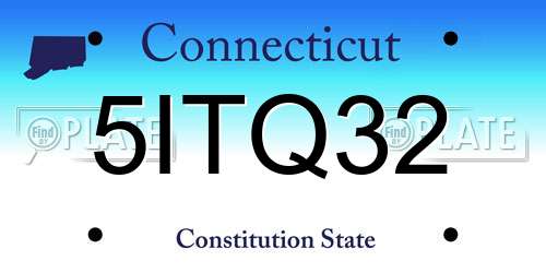 5ITQ32 Connecticut License Plate