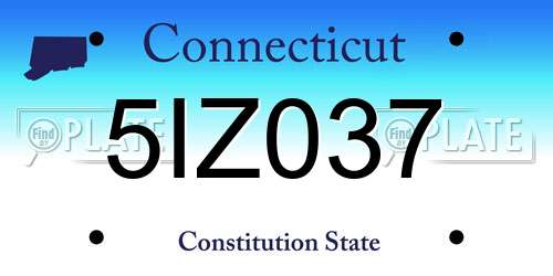 5IZ037 Connecticut License Plate