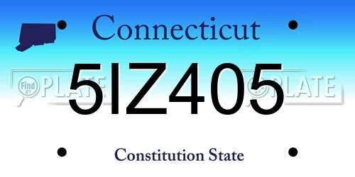 5IZ405 Connecticut License Plate