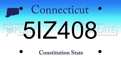 5IZ408 Connecticut License Plate