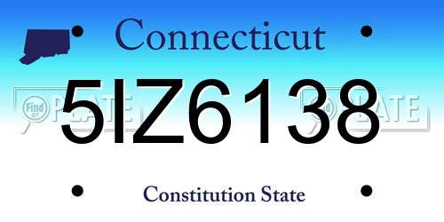 5IZ6138 Connecticut License Plate