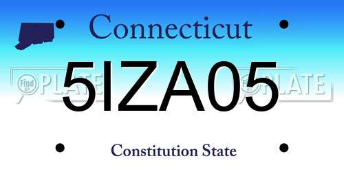 5IZA05 Connecticut License Plate