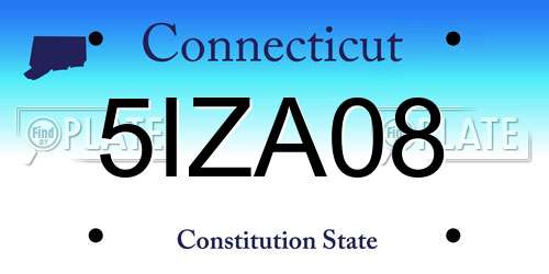 5IZA08 Connecticut License Plate