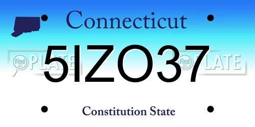 5IZO37 Connecticut License Plate