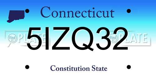 5IZQ32 Connecticut License Plate