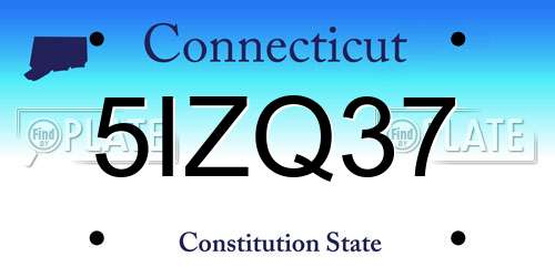 5IZQ37 Connecticut License Plate