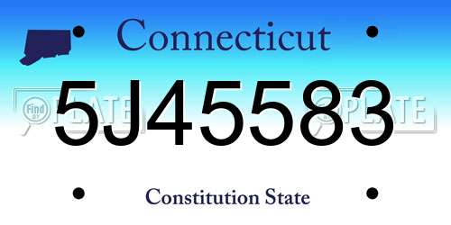 5J45583 Connecticut License Plate