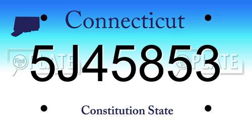 5J45853 Connecticut License Plate