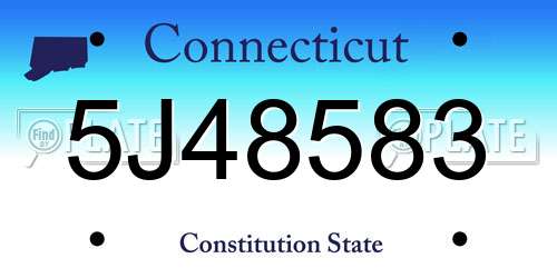 5J48583 Connecticut License Plate