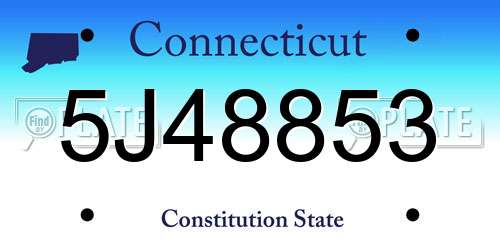 5J48853 Connecticut License Plate