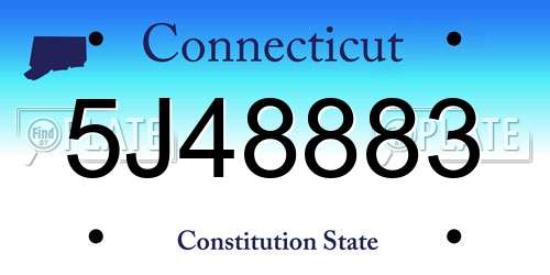 5J48883 Connecticut License Plate