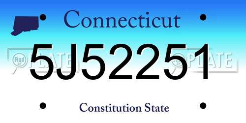5J52251 Connecticut License Plate