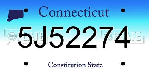 5J52274 Connecticut License Plate