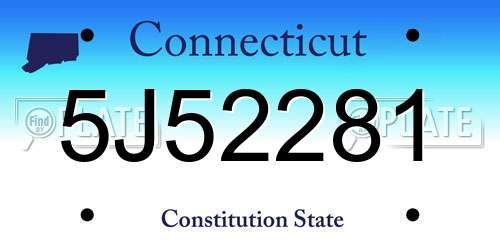 5J52281 Connecticut License Plate