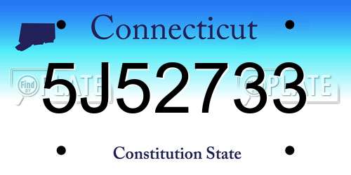 5J52733 Connecticut License Plate