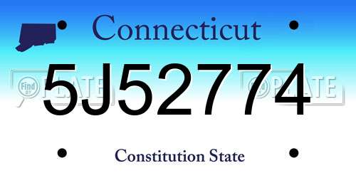 5J52774 Connecticut License Plate