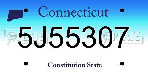 5J55307 Connecticut License Plate