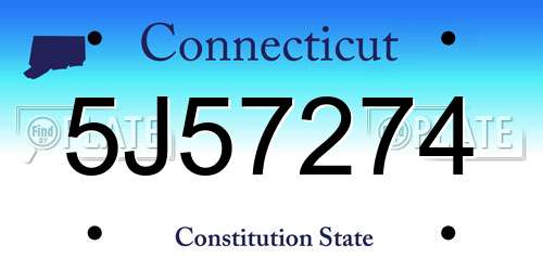 5J57274 Connecticut License Plate